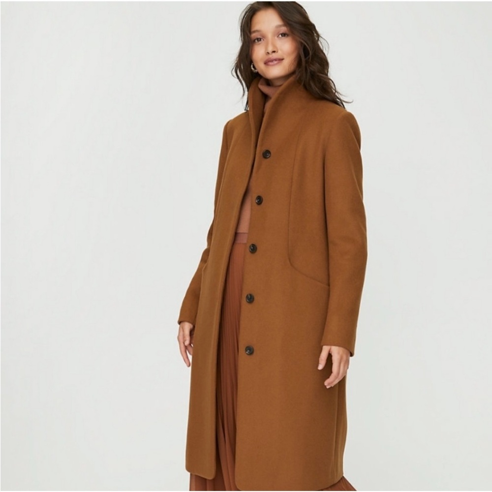 Aritzia Wilfred Cocoon Coat Long in Cigar